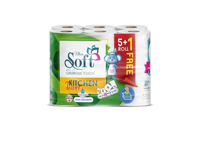 سوفت مناديل مطبخ 6 رول  (3 طبقات)